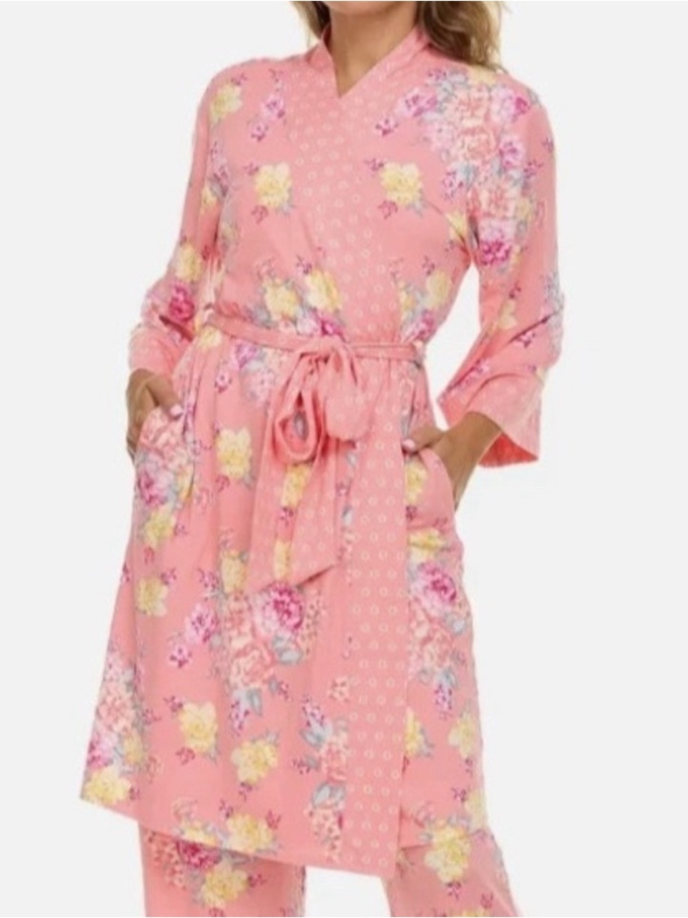 Flora Nikrooz pink floral tie waist robe